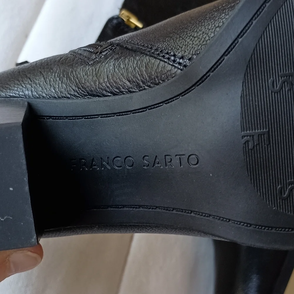 Franco Sarto Elegant Black Leather Ankle Boots_8.5